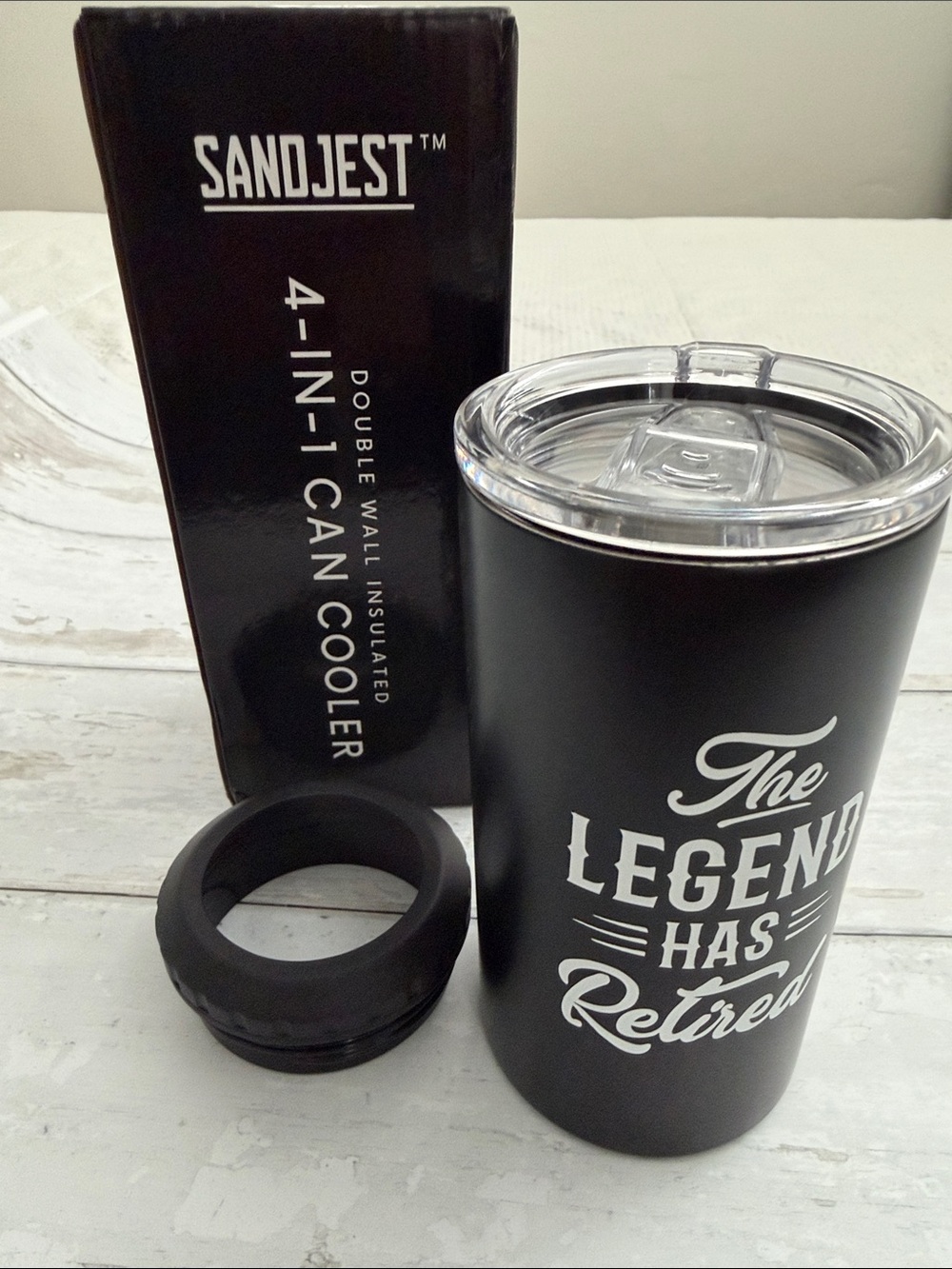 Black 'The Legend Has Retired' Insulated Tumbler 4 in One